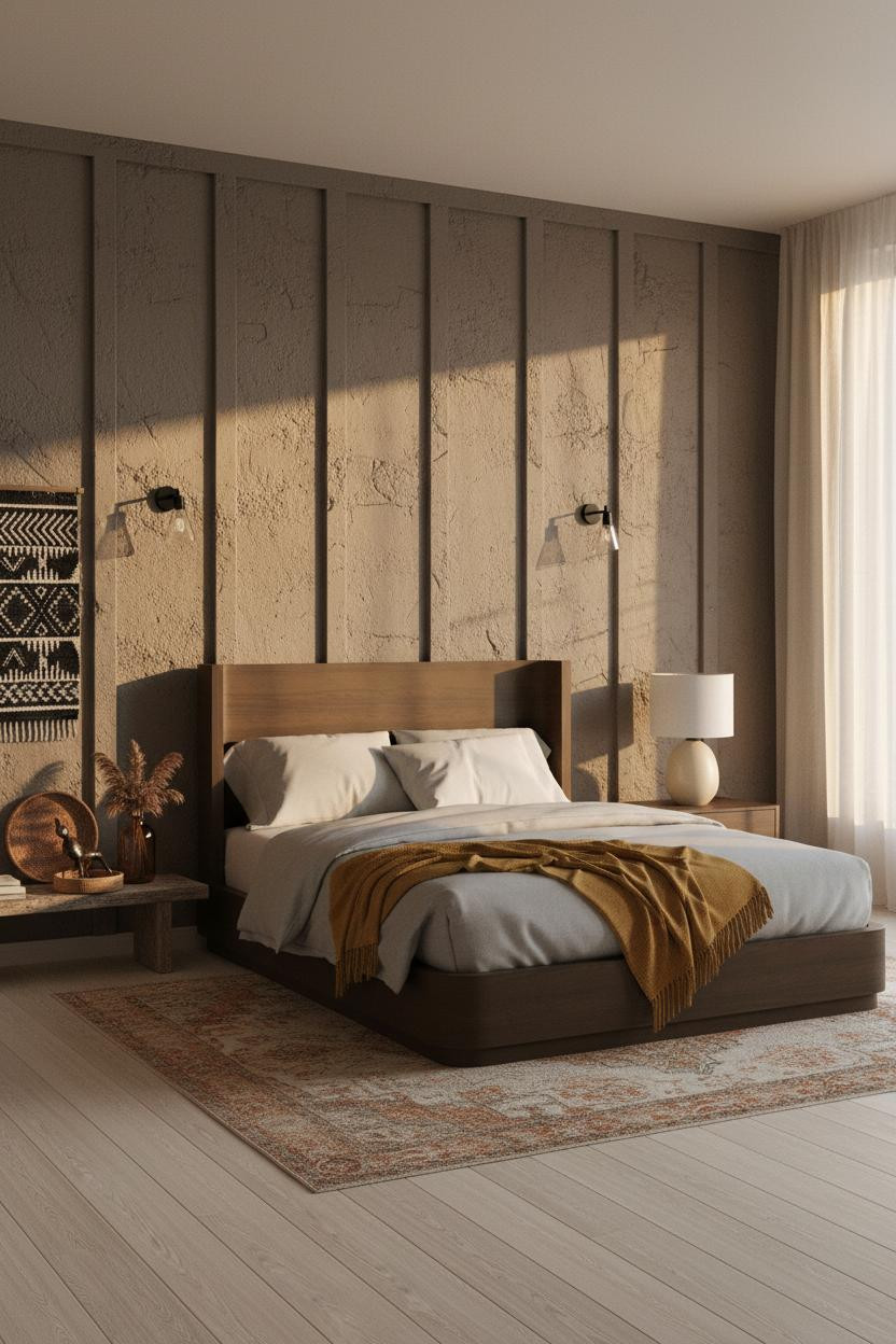 Dark Boho Bedroom Moody Charcoal Plaster