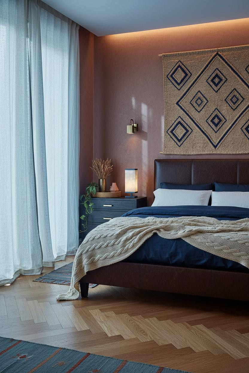 Dark Boho Bedroom Moody Jute Headboard