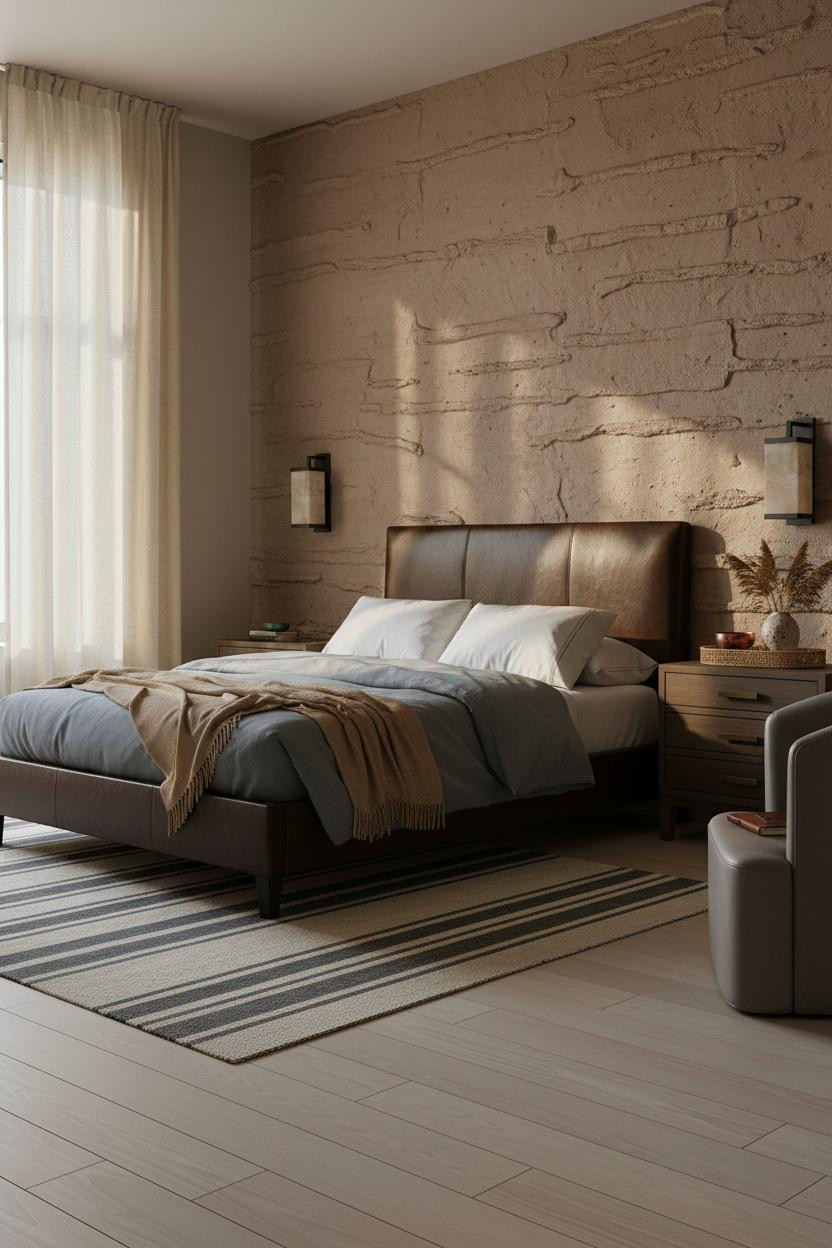 Dark Boho Bedroom Moody Textured Walls