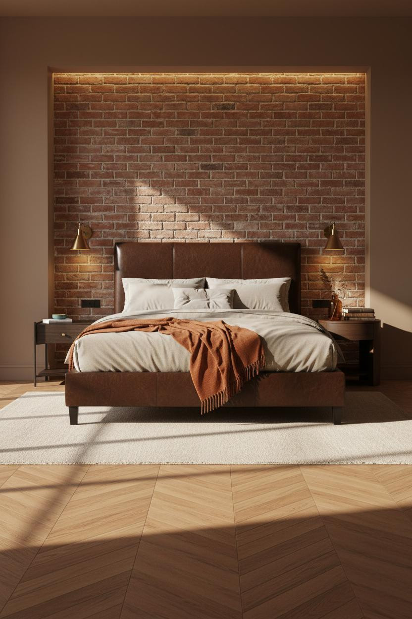 Dark Brown Bed Frame Bedroom Espresso Brick