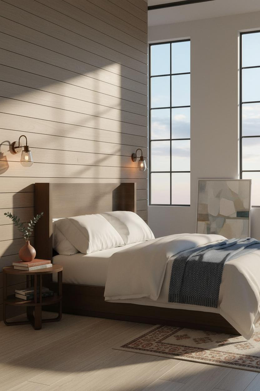 Dark Brown Bed Frame Bedroom Shiplap