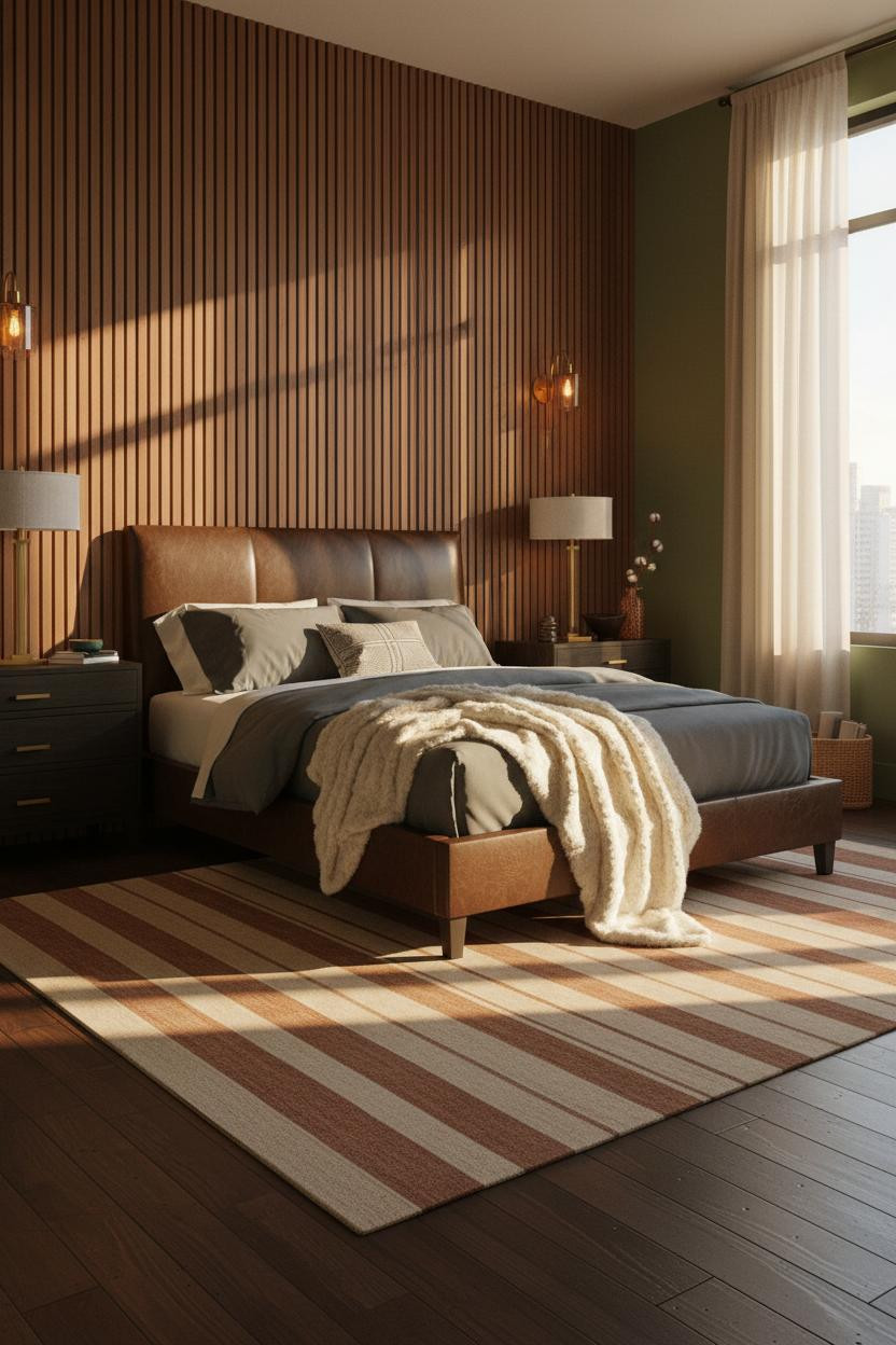 Dark Brown Bed Frame Walnut Wall Bedroom