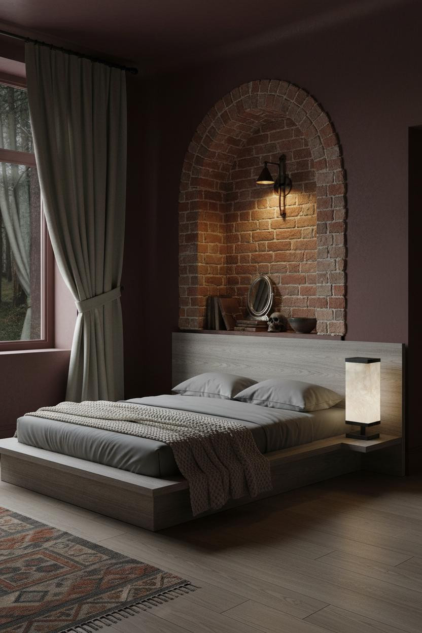Dark Cottagecore Bedroom Arched Alcove
