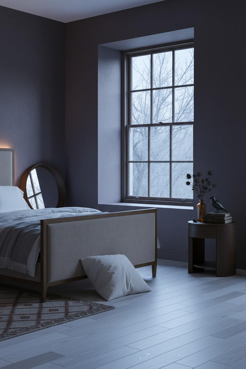 Dark Cottagecore Bedroom Aubergine Window