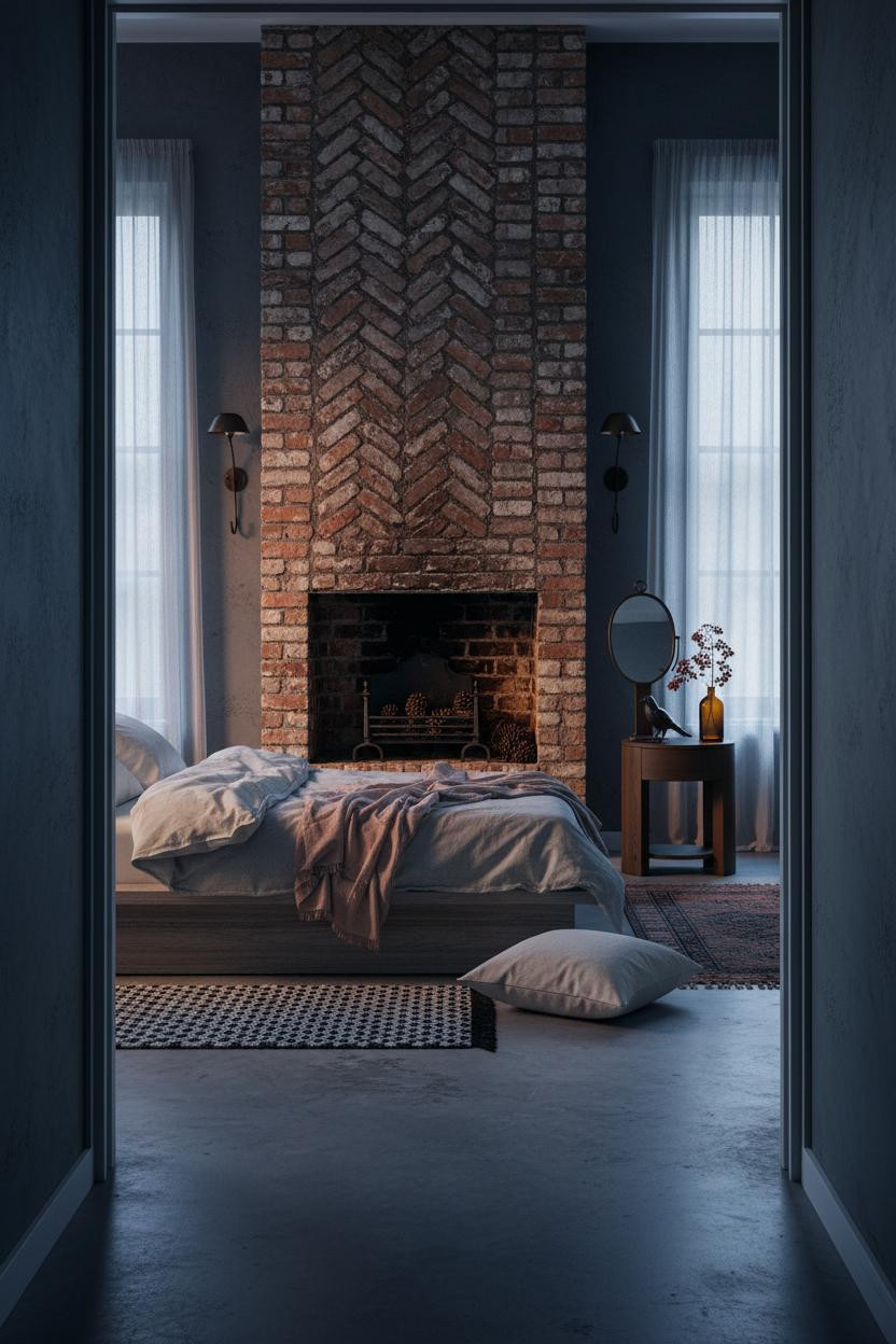 Dark Cottagecore Bedroom Fireplace Forest