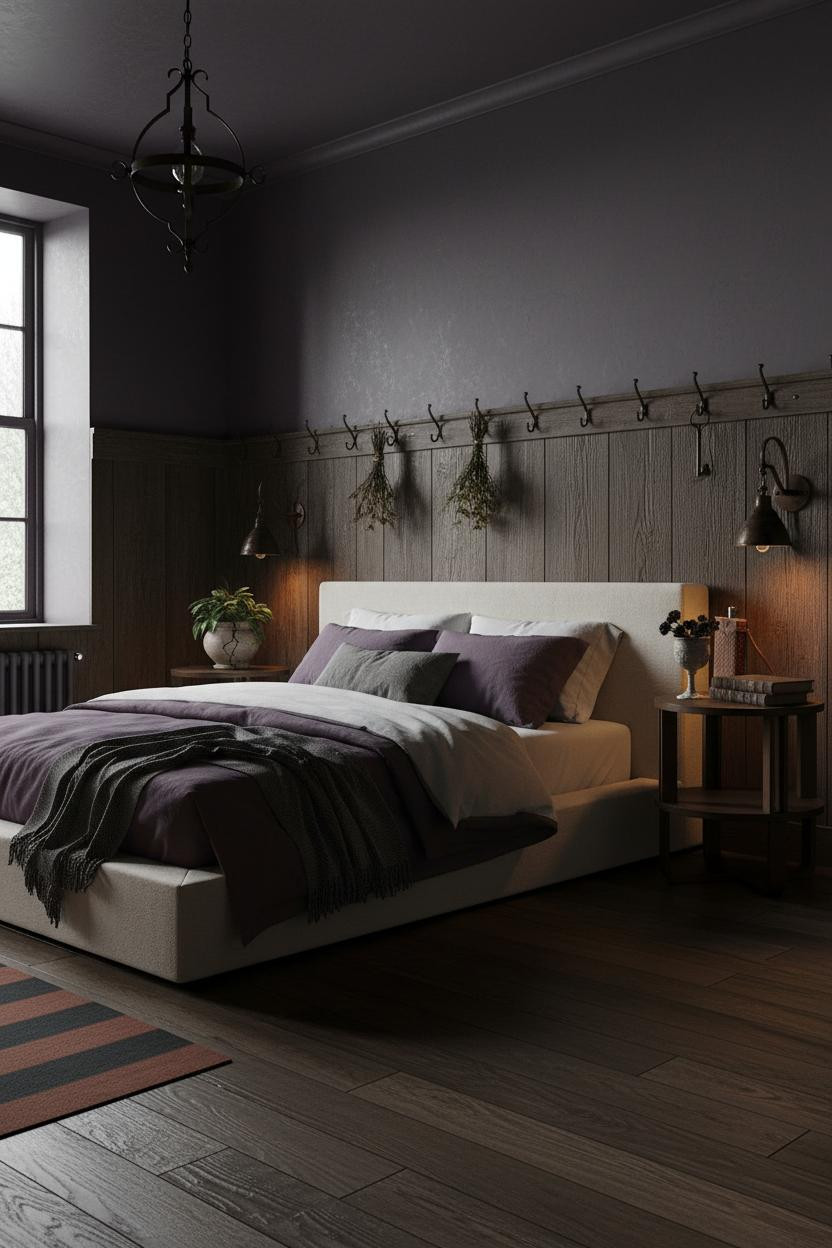 Dark Cottagecore Bedroom Forest Goth Wainscoting