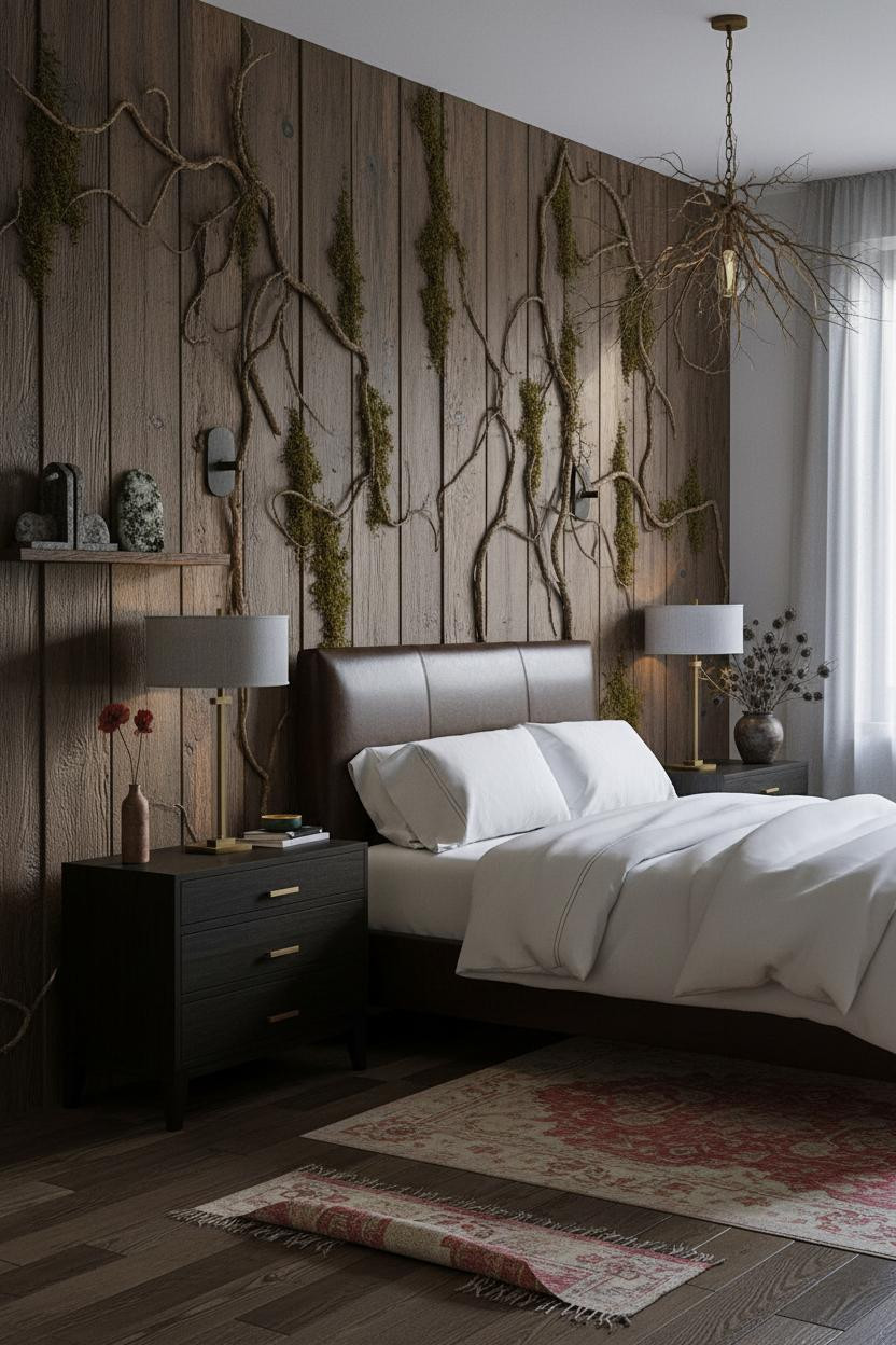 Dark Cottagecore Bedroom Forestcore Wood Paneling