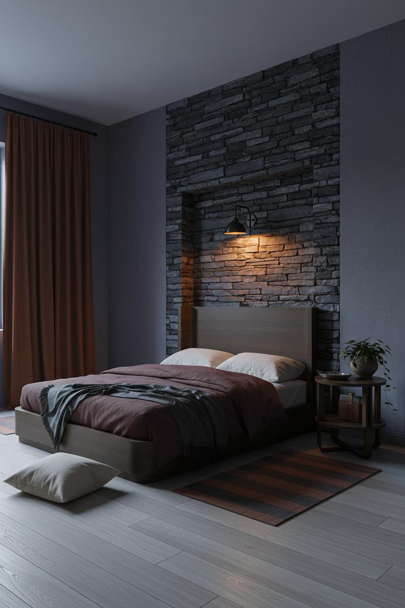 Dark Cottagecore Bedroom Stone Alcove