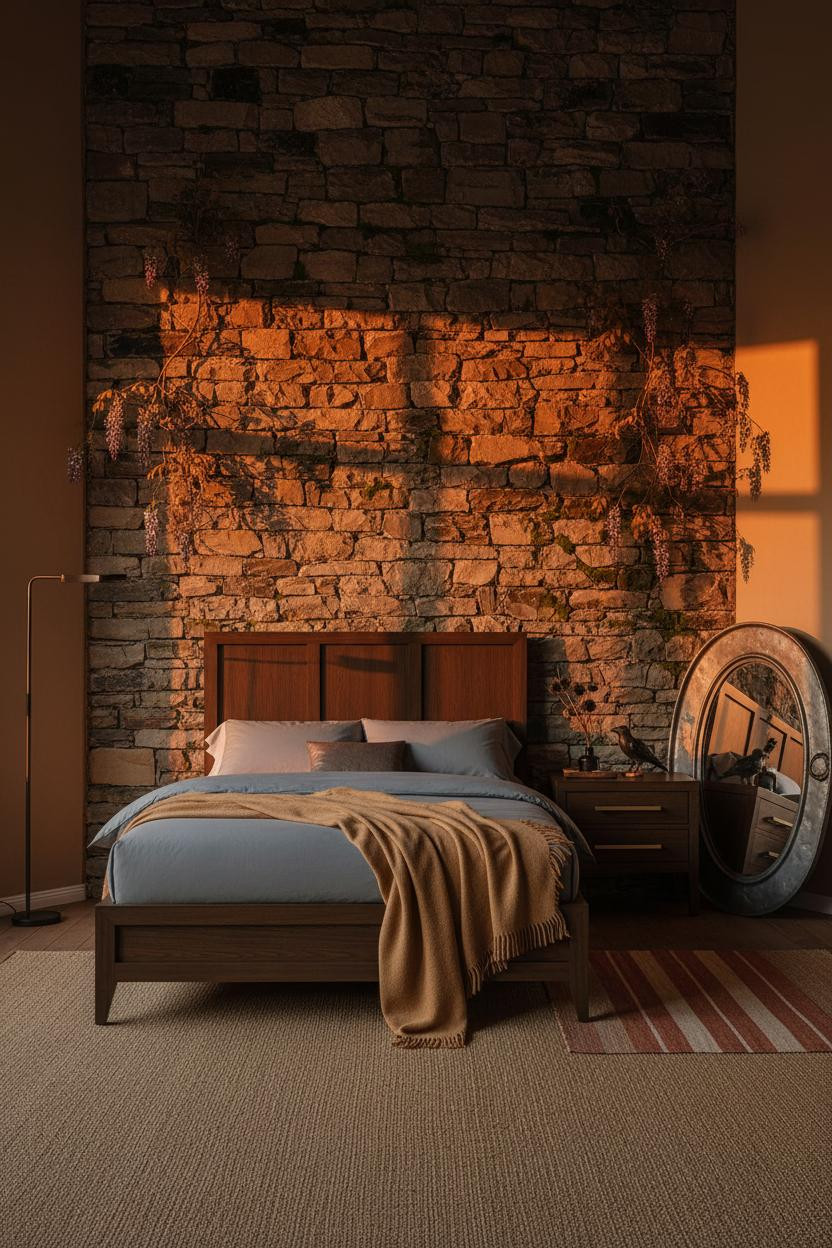 Dark Cottagecore Bedroom Stone Wall Forestcore