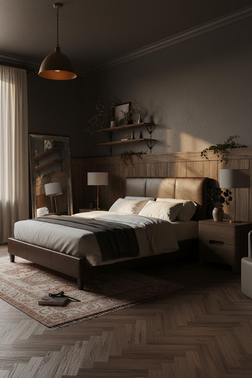 Dark Cottagecore Forestcore Bedroom With Amber Light