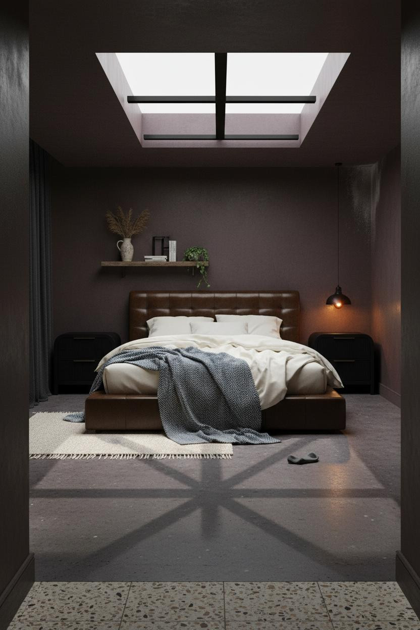 Dark Grunge Bedroom Concrete Skylight
