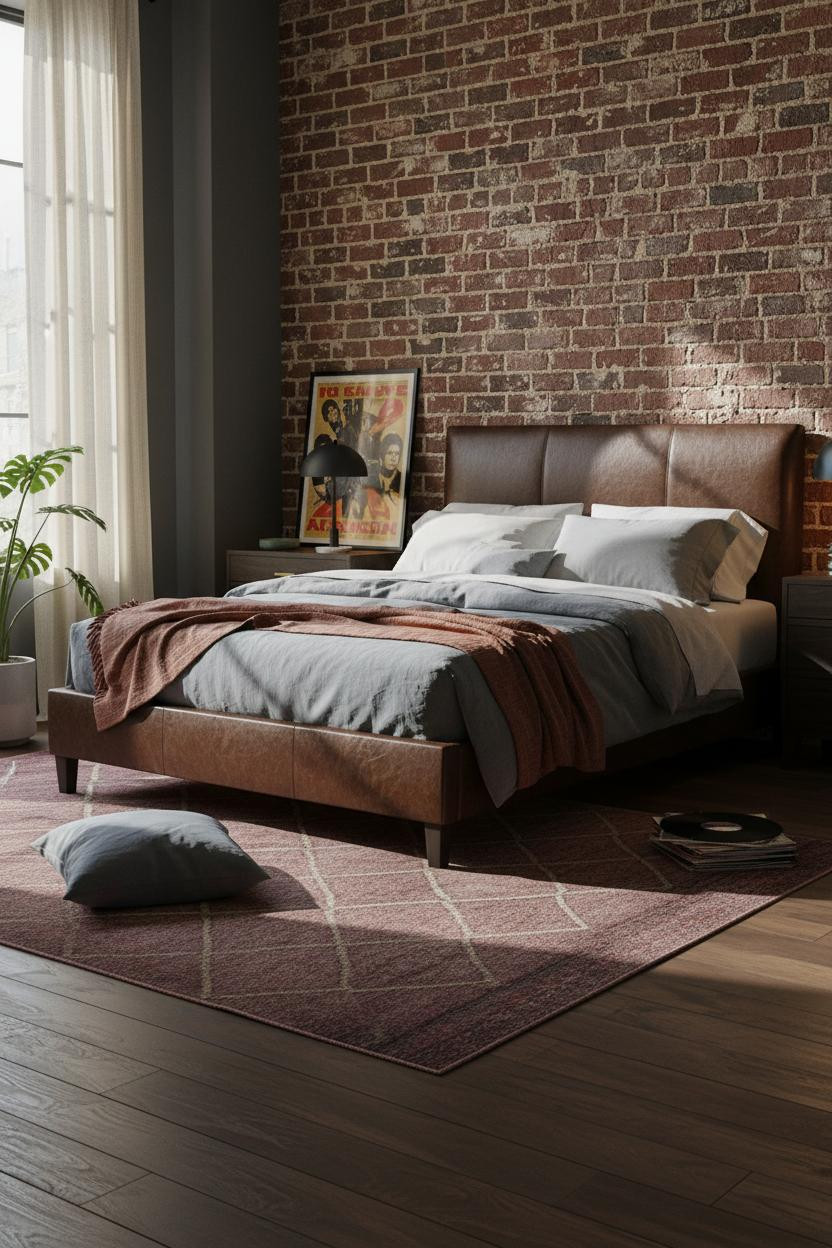 Dark Grunge Bedroom Exposed Brick Aesthetic