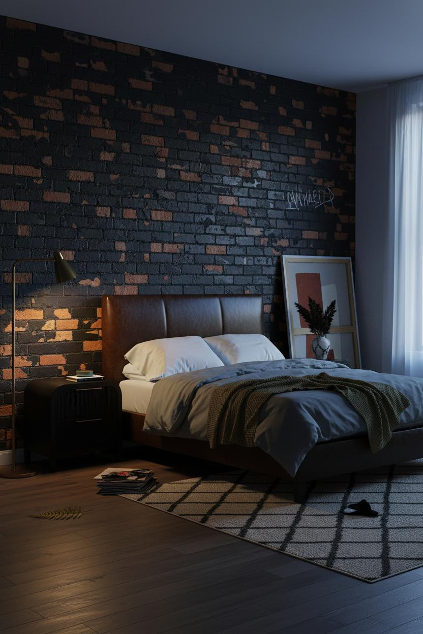 Dark Grunge Bedroom Exposed Brick Y2K