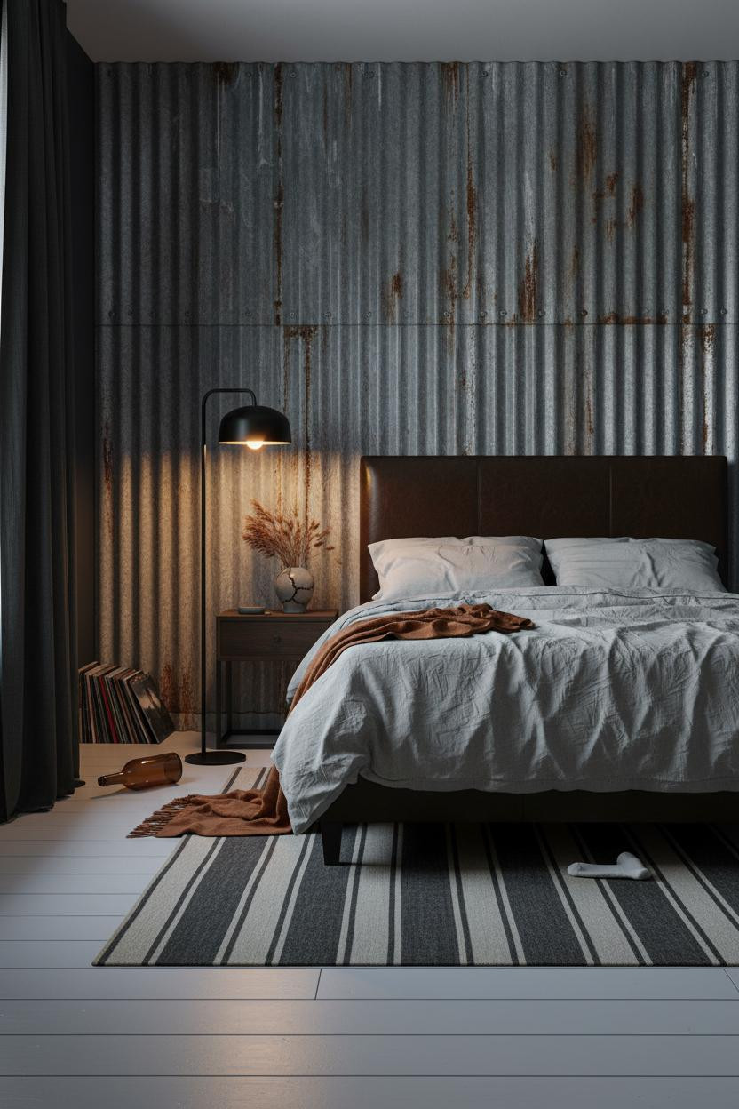 Dark Grunge Bedroom Industrial Metal Wall