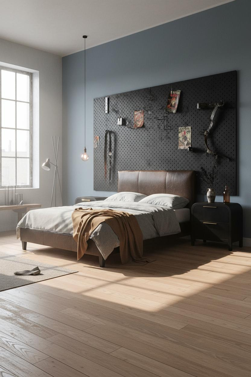 Dark Grunge Bedroom Pegboard Wall Aesthetic