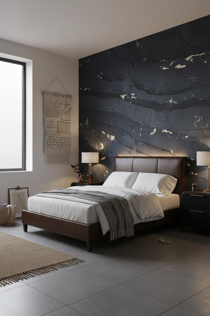 Dark Grunge Bedroom Textured Wall Aesthetic