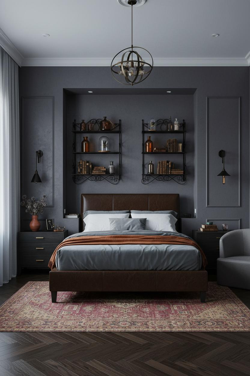 Dark Maximalist Bedroom Moody Jewel Tones