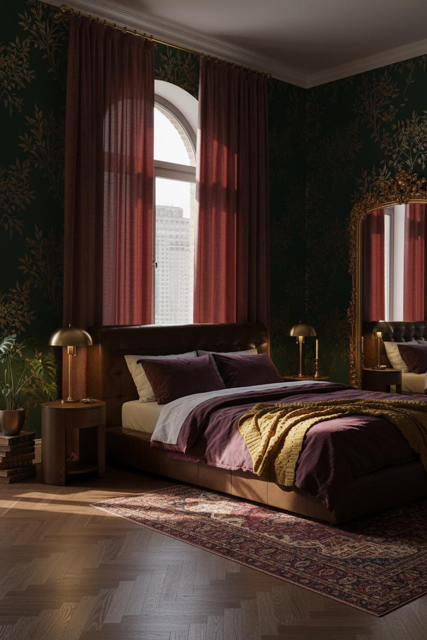 Dark Maximalist Bedroom Jewel Tones