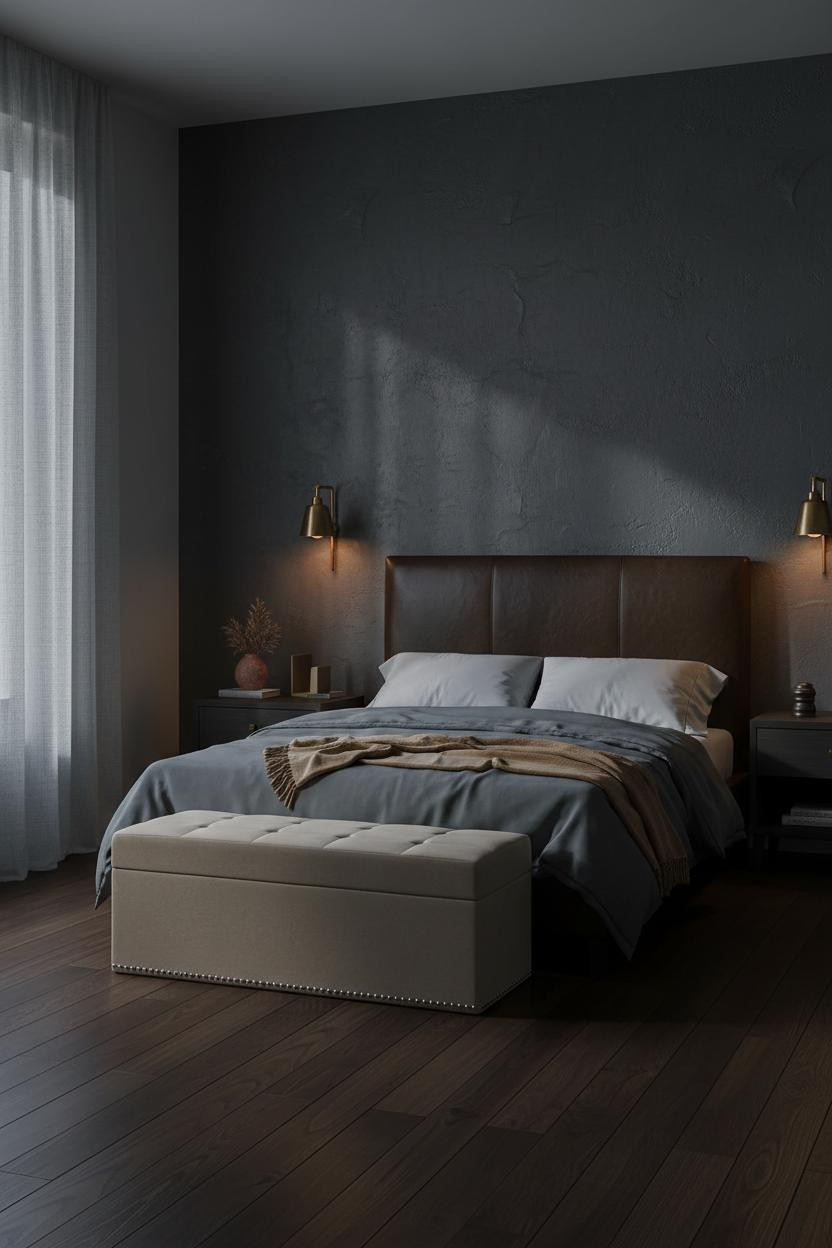 Dark Neutral Bedroom Moody Minimalist Charcoal