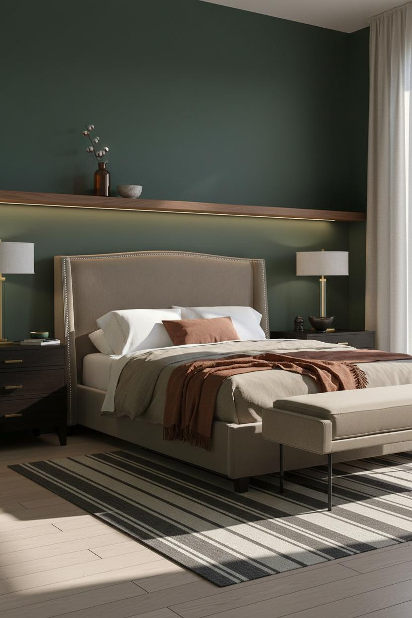 Dark Neutral Bedroom Moody Minimalist Walnut