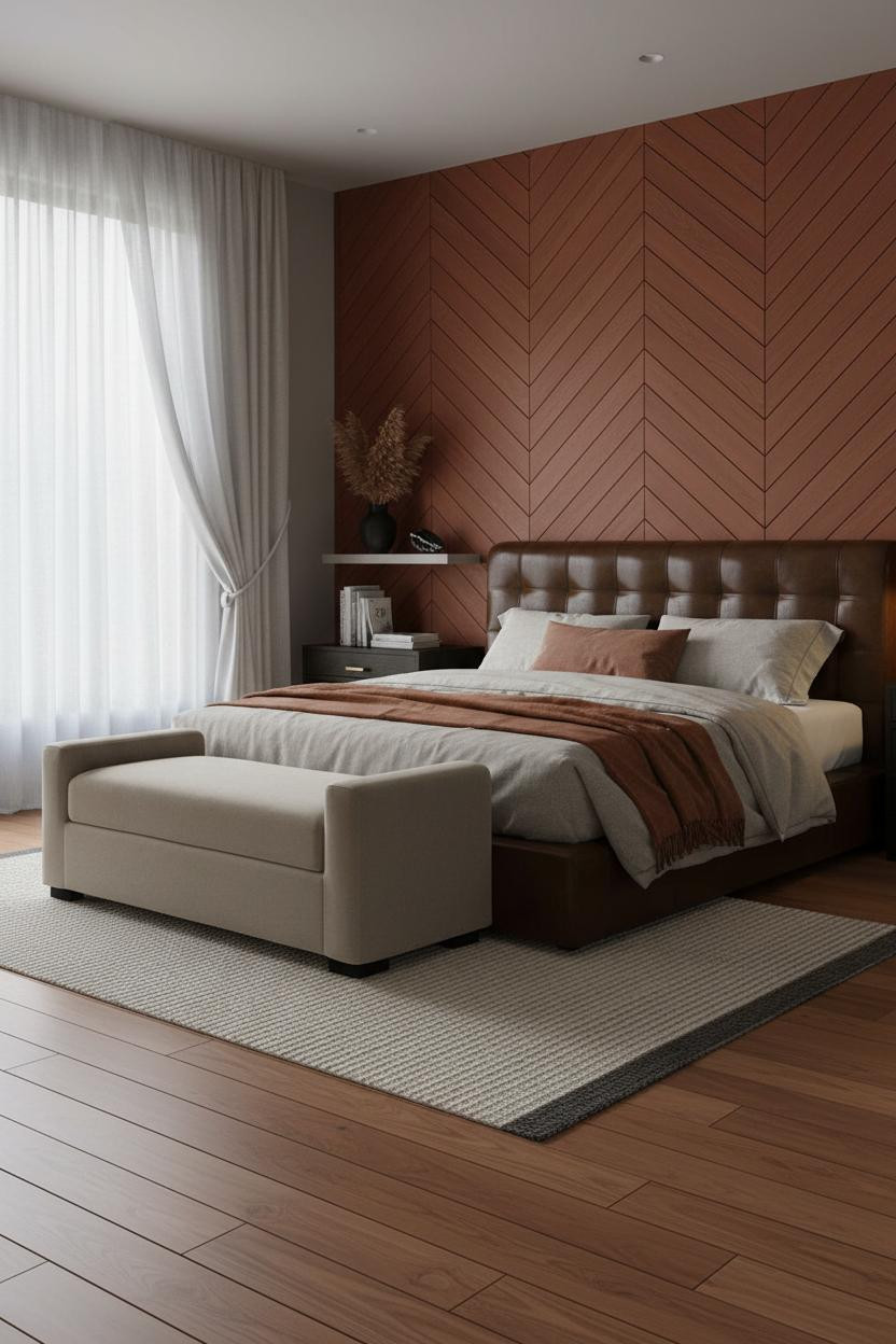 Dark Neutral Bedroom Moody Paneling