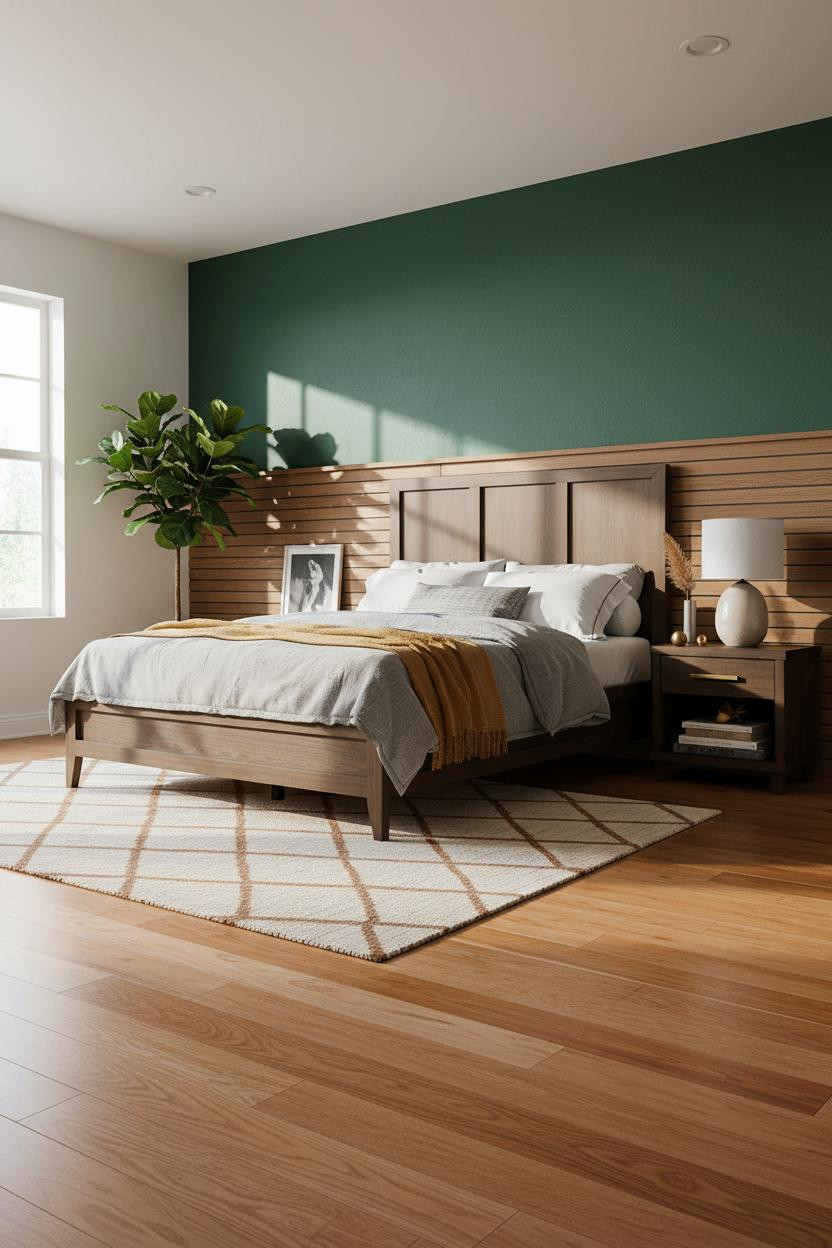 Double Bed Modern Wood Headboard MCM