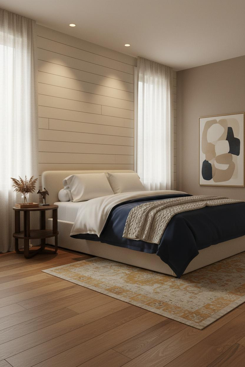 Double Bed Shiplap Headwall Modern