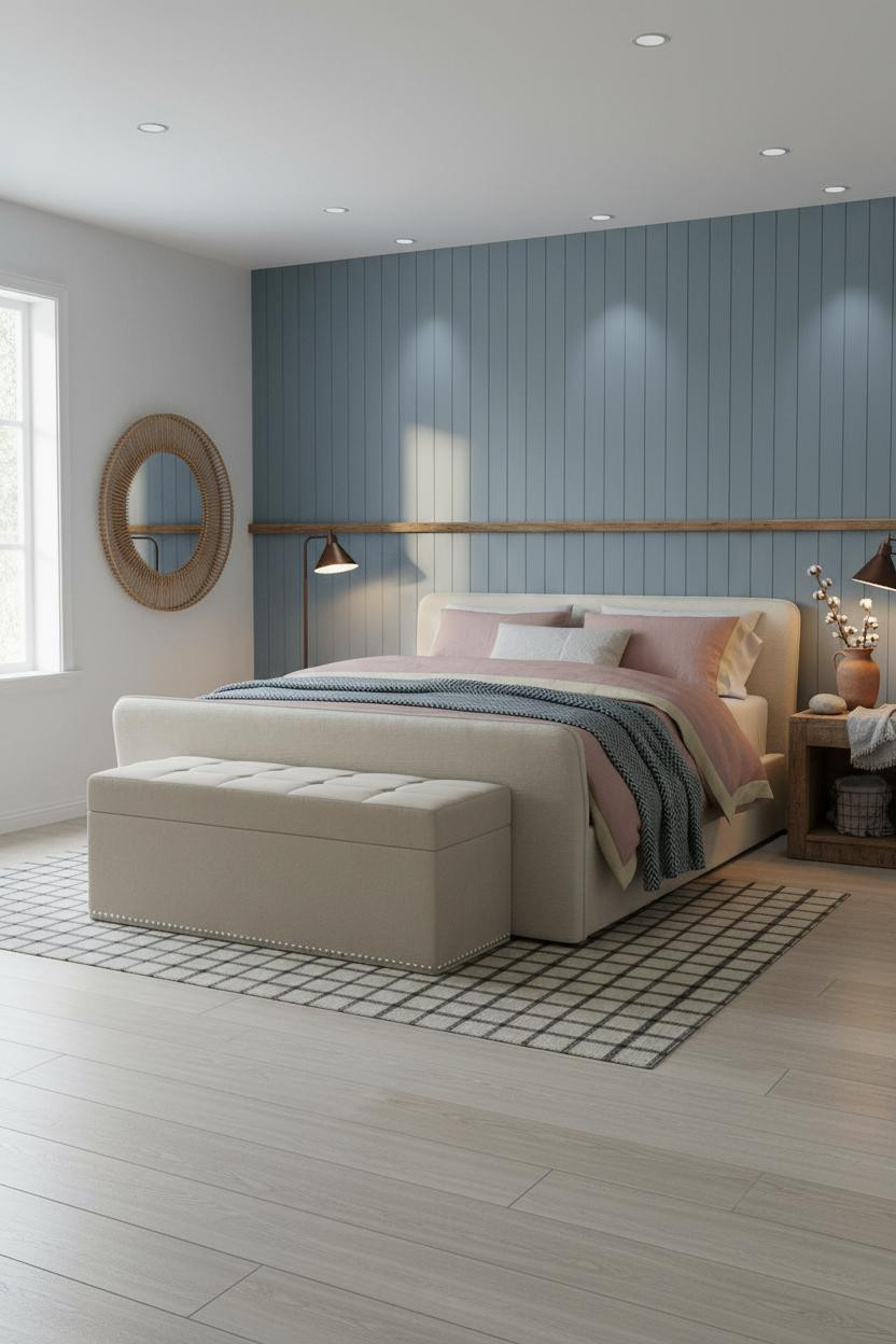 Farmhouse Bedroom Board and Batten Dusty Blue