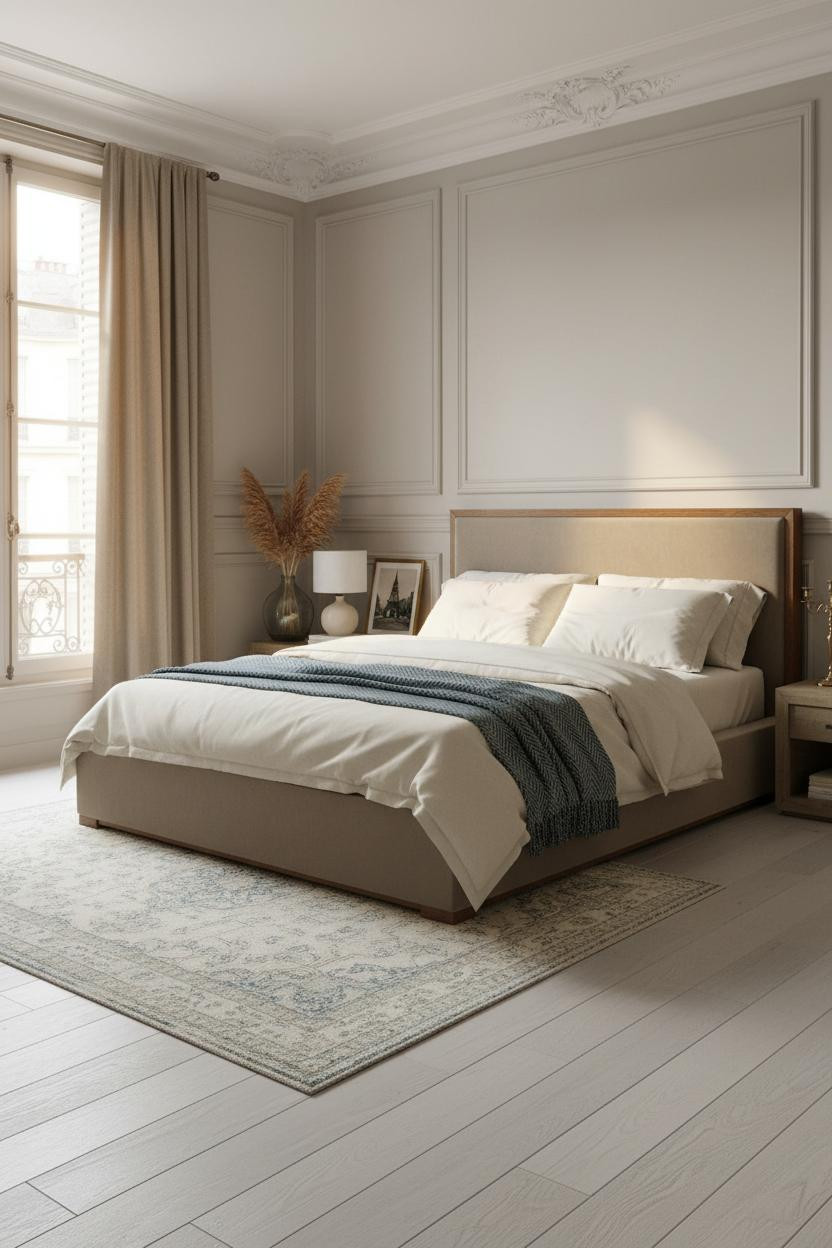 French Classic Bedroom Wainscoting Afternoon Light