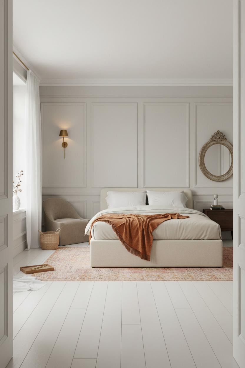 French Classic Bedroom Wainscoting Elegant