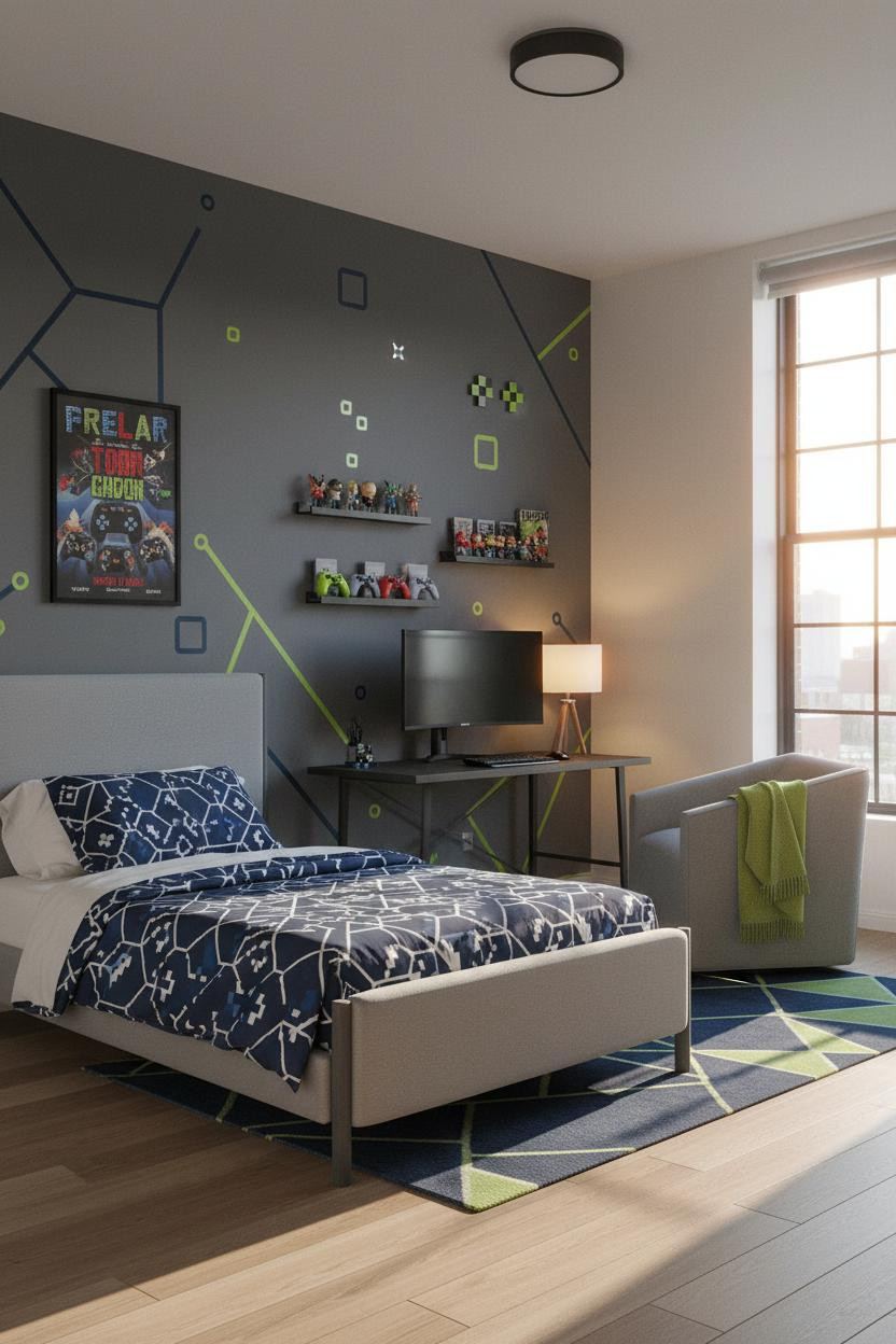 Gamer Bedroom Kids Loft Bed Gaming Room