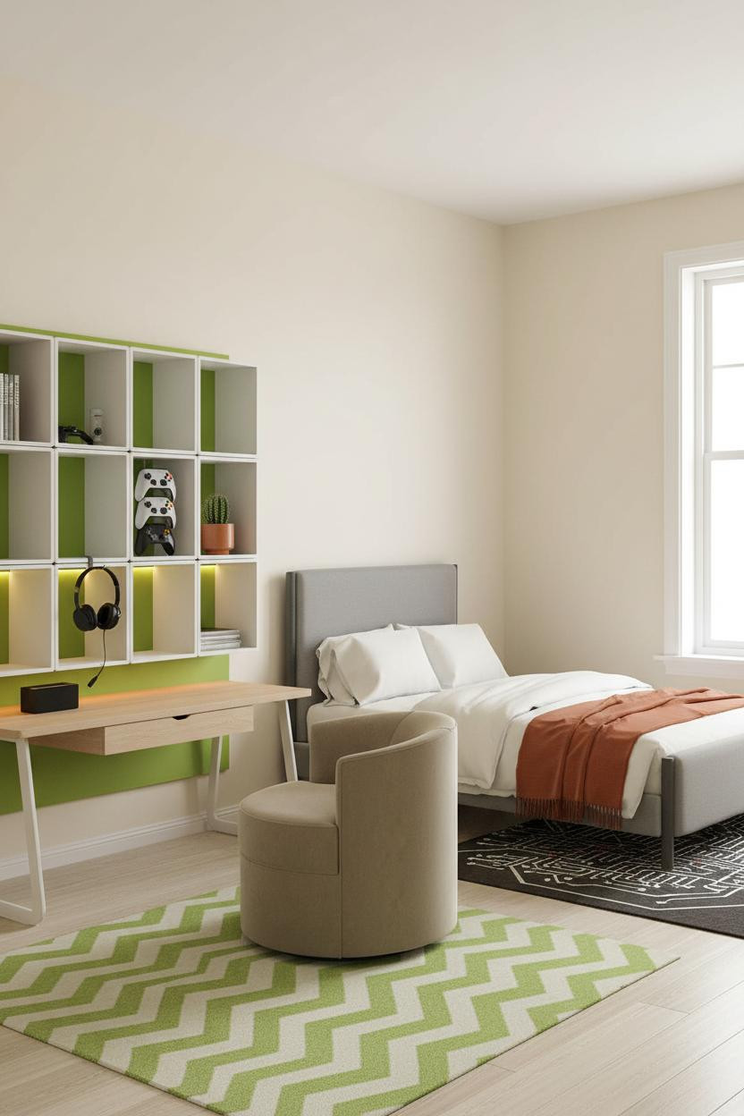 Gamer Bedroom Lime Green Storage Desk