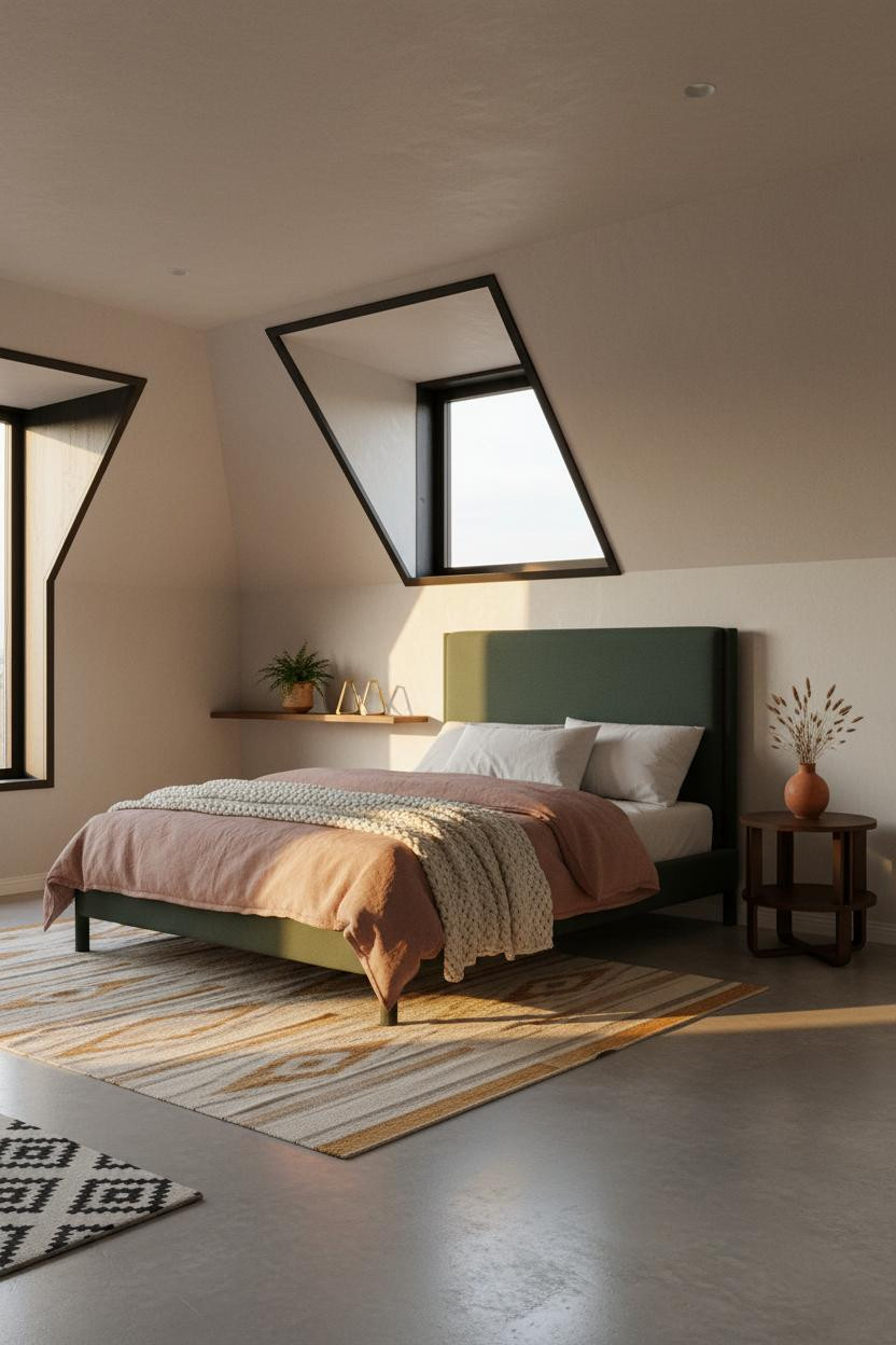 Green Bed Frame Attic Bedroom Dormer