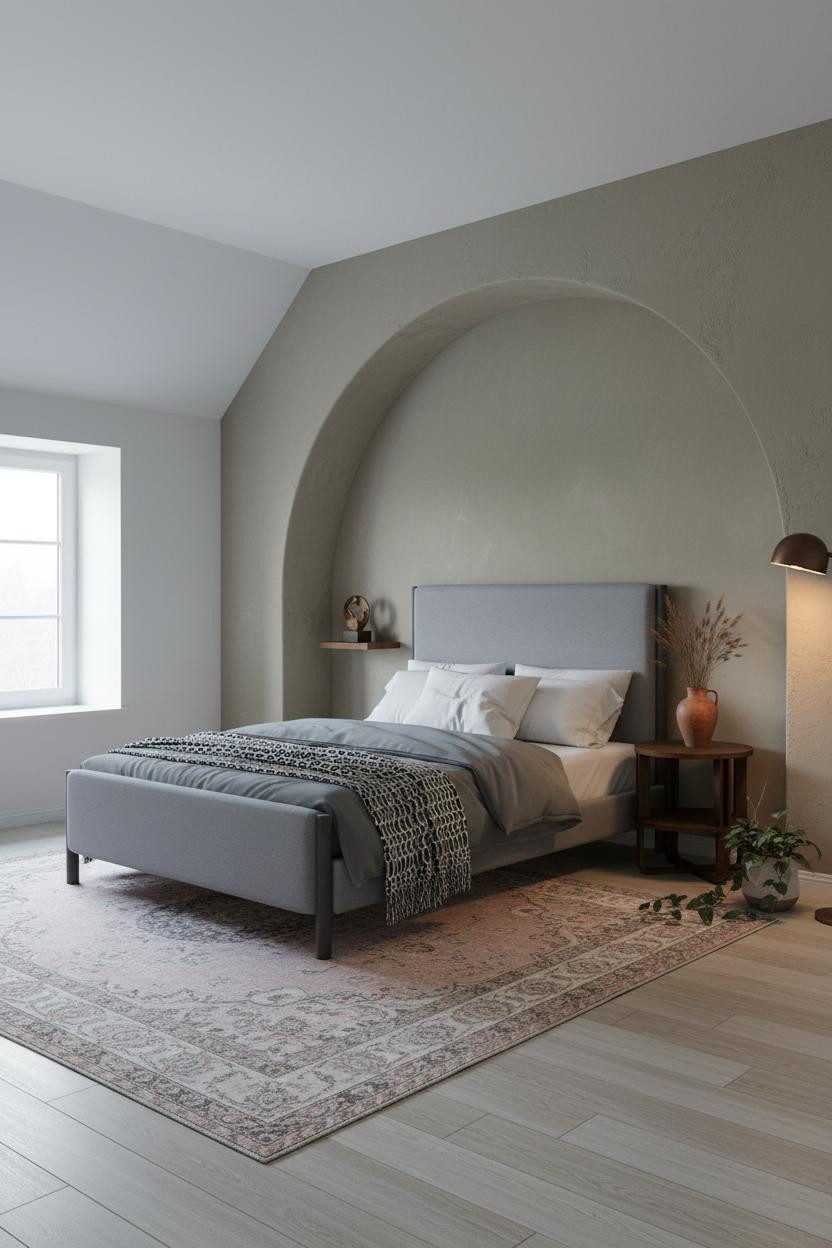 Green Bed Frame Attic Bedroom Eclectic