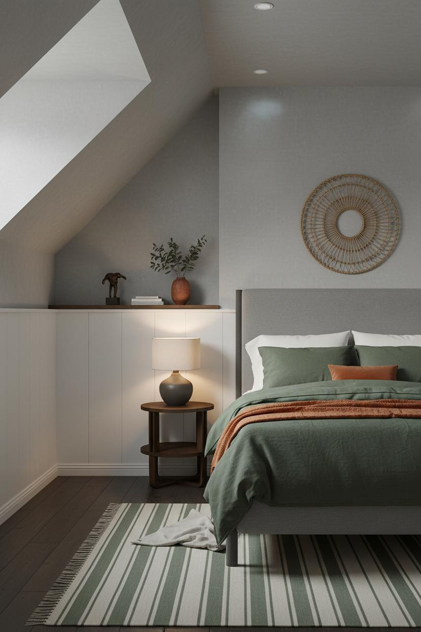 Green Bed Frame Attic Bedroom Ideas