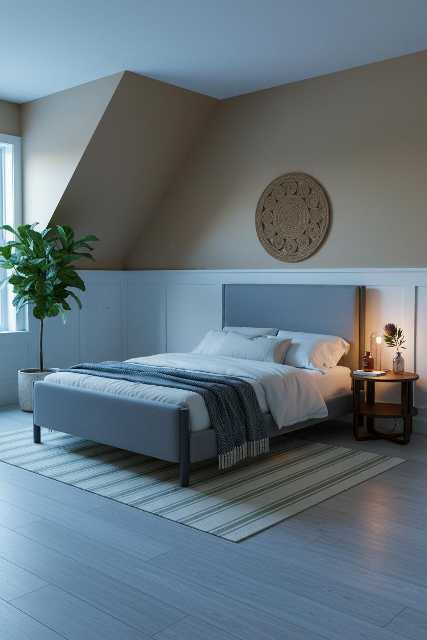 Green Bed Frame Attic Bedroom Ideas