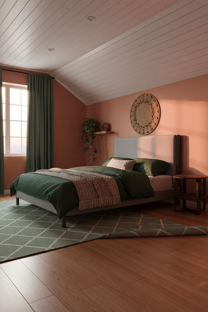 Green Bed Frame Attic Bedroom Ideas