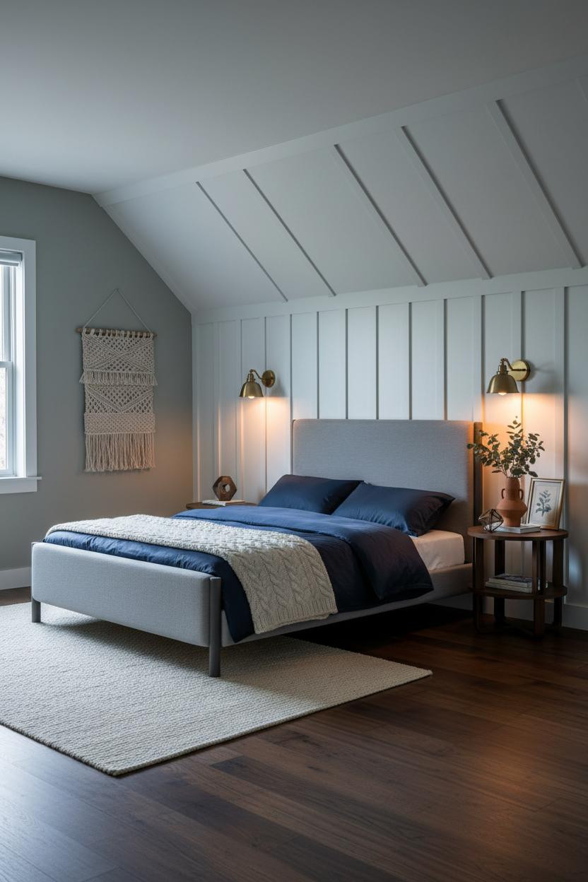 Green Bed Frame Attic Bedroom Ideas