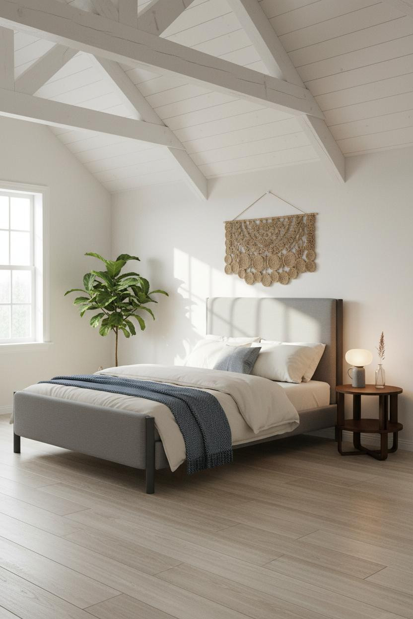 Green Bed Frame Attic Bedroom Scandi