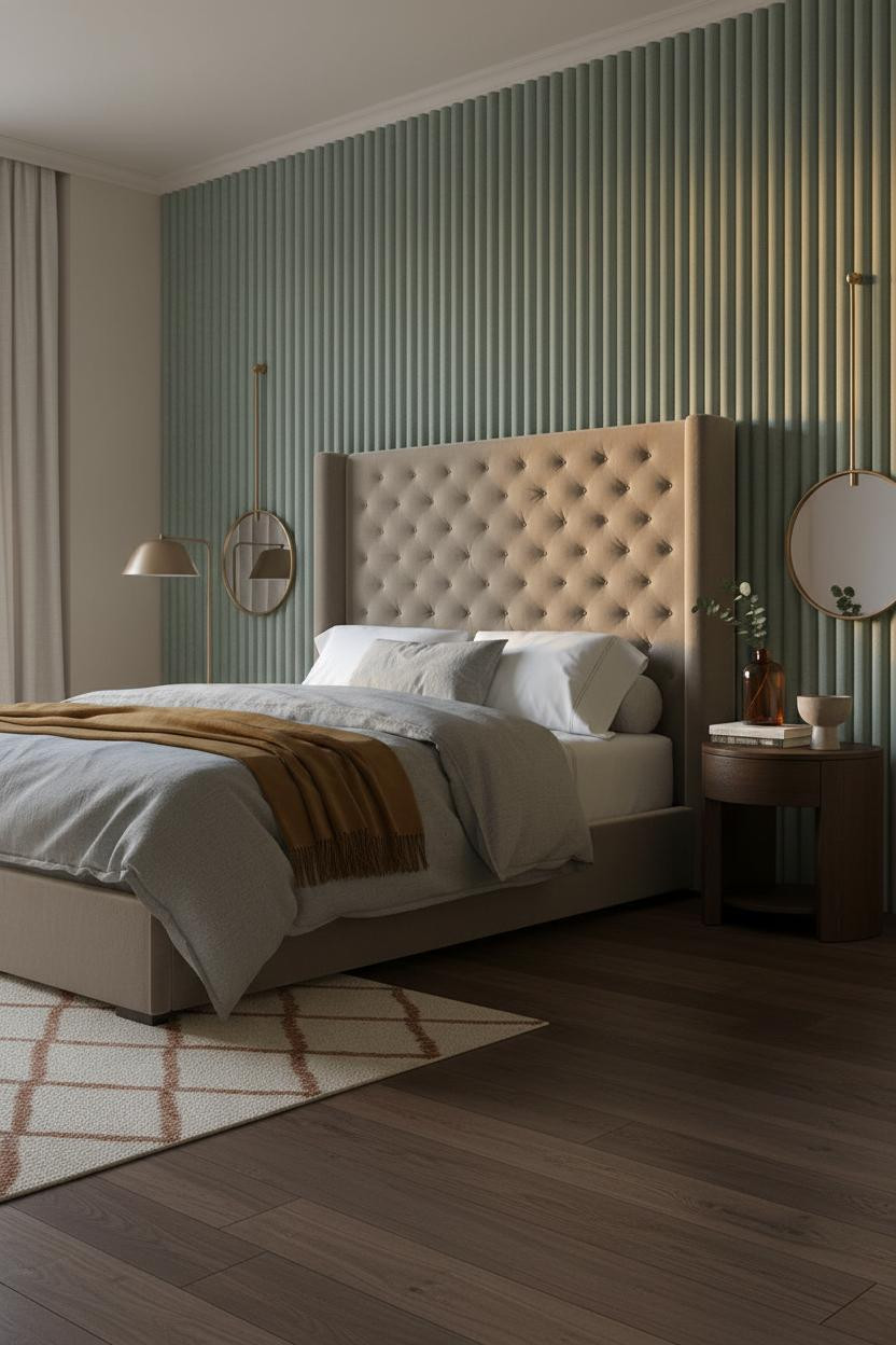 Green Earthy Bedroom Celadon Accent Wall