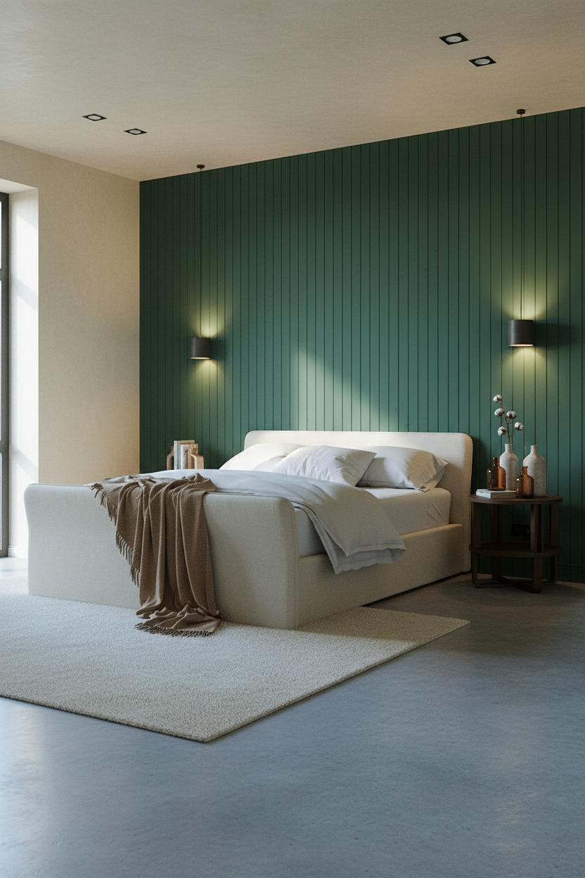 Green Earthy Bedroom Forest Accent Wall