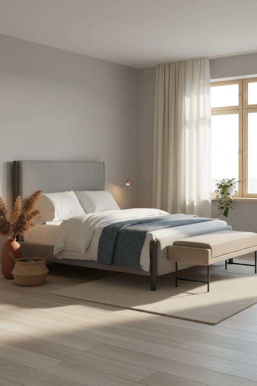 Grey Bed Frame Bedroom Contemporary
