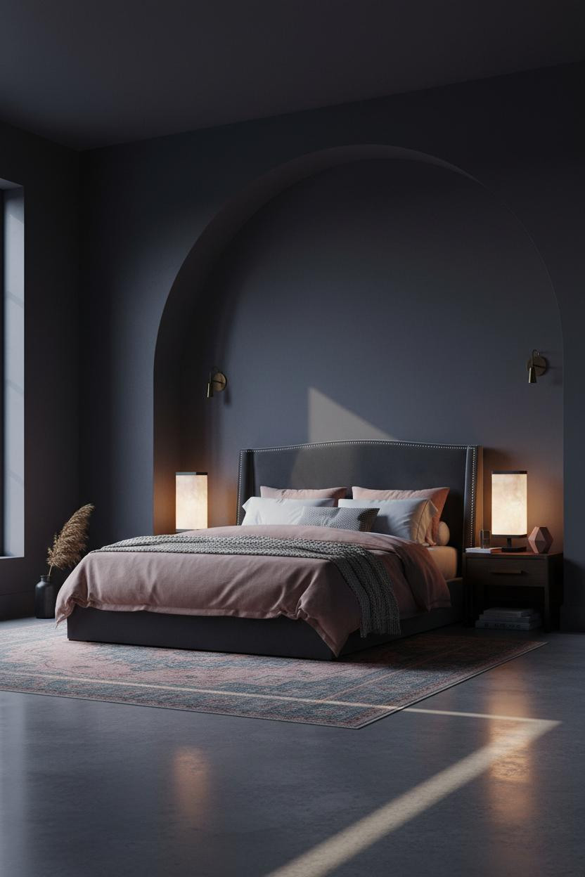 Grey Bed Frame Bedroom Moody Transitional