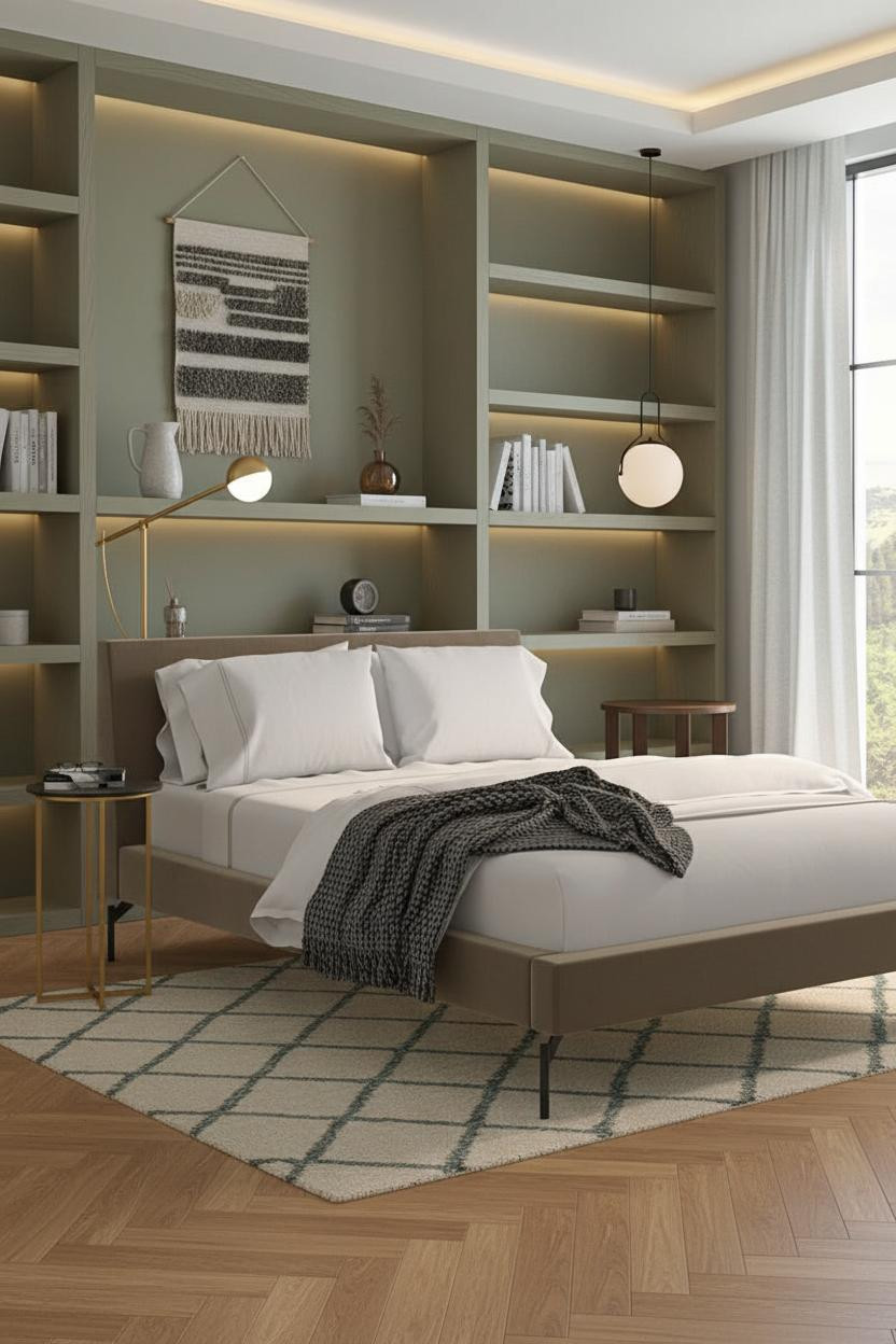 Grey Bed Frame Bedroom Sage Green Oak