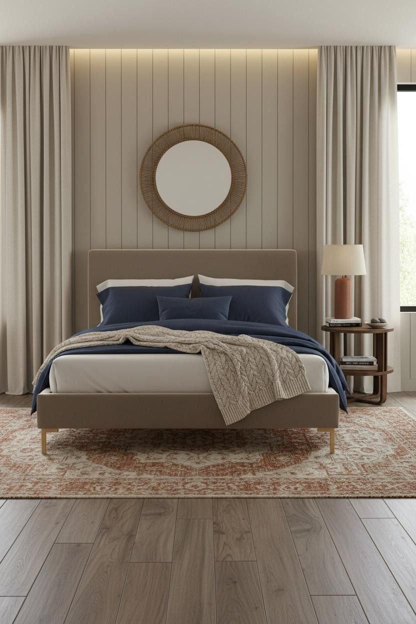 Grey Bed Frame Bedroom Shiplap Headboard