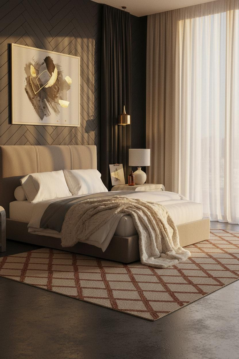 Grown Women Bedroom Cozy Glam Herringbone