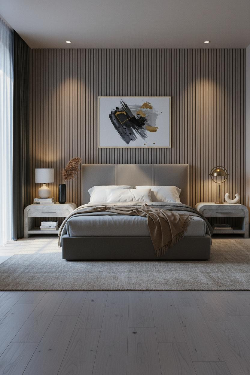 Grown Women Bedroom Cozy Glam Japandi Charcoal