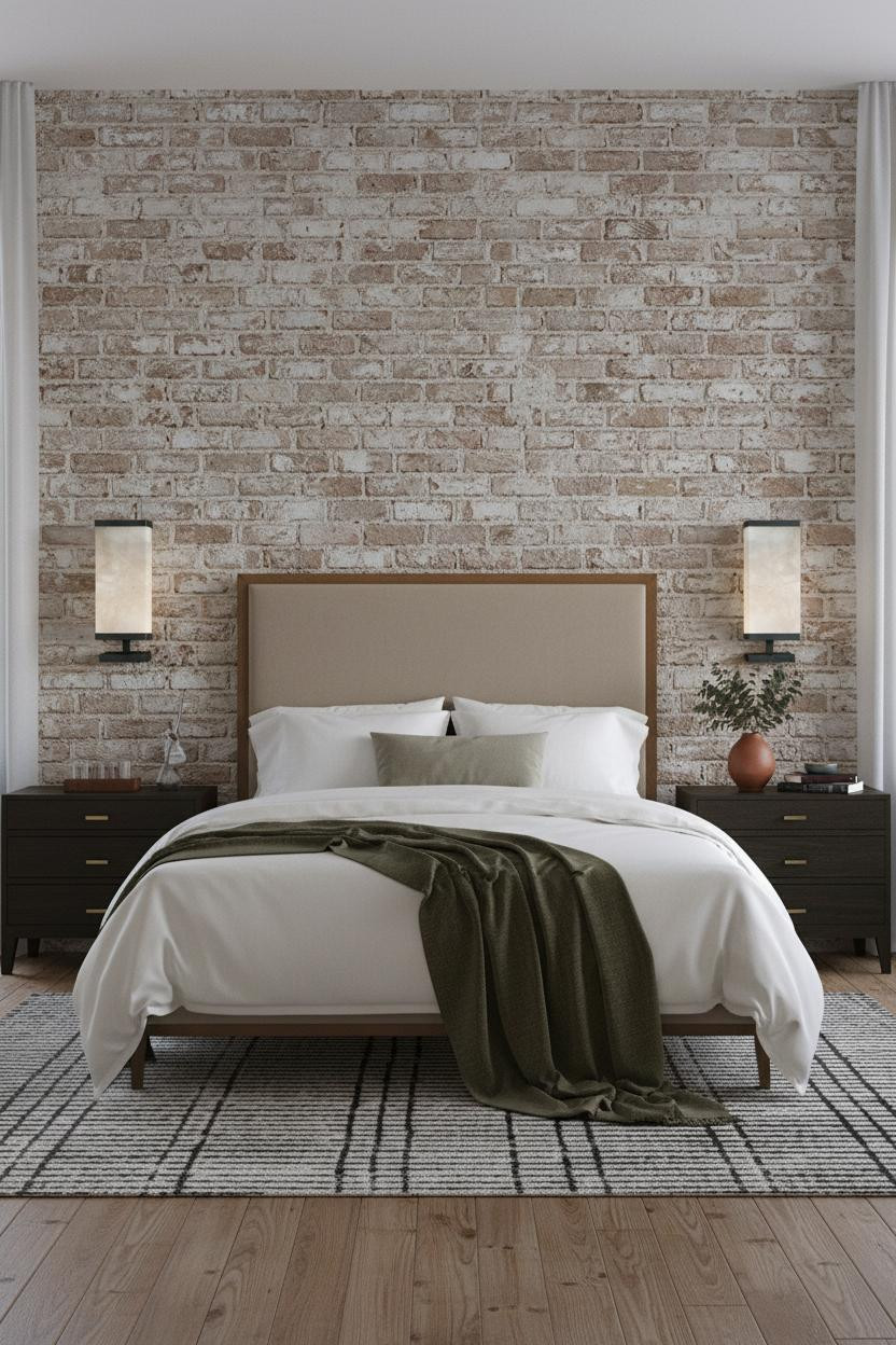 Grown Women Bedroom Cozy Glam Whitewashed Brick