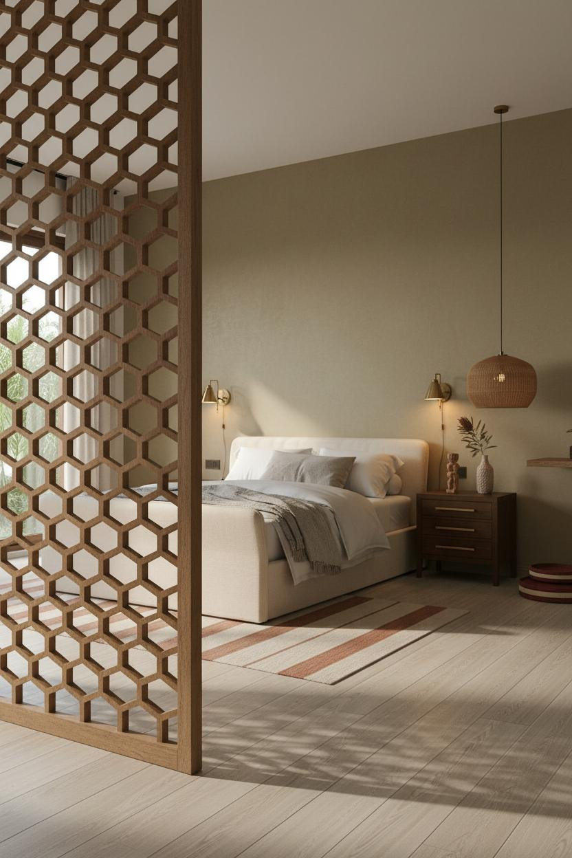 Indochine Bedroom Teak Divider Tropical Colonial