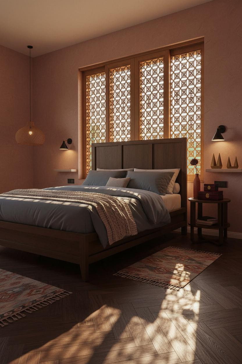 Indochine Bedroom Teak Doors Colonial